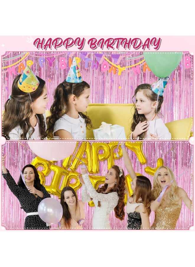 دايتويز عبوتان من ستائر خلفية مزينة بشراشيب من رقائق معدنية وردية، مقاس 3.3 × 6.5 قدم، ستائر خلفية مزينة بشرائط، زينة حفلات أعياد الميلاد، ستارة لامعة للحفلات، ديكورات عيد الحب، ديكورات أنيقة، كشك تصوير. - Image 5